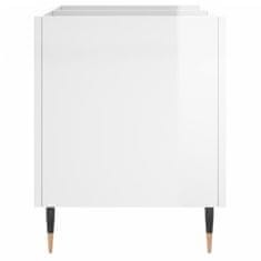Vidaxl Omarica za gramofonske plošče sijaj bela 74,5x38x48 cm inž. les