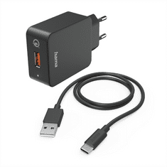Hama Komplet : hitri polnilec USB QC 3.0 19,5 W + kabel USB A-C 1,5 m