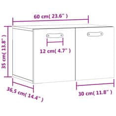 Vidaxl Stenska omarica črna 60x36,5x35 cm inženirski les
