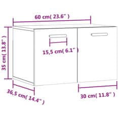 Vidaxl Stenska omarica dimljeni hrast 60x36,5x35 cm inženirski les