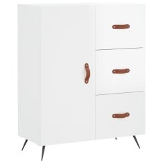Vidaxl Komoda visok sijaj bela 69,5x34x90 cm inženirski les