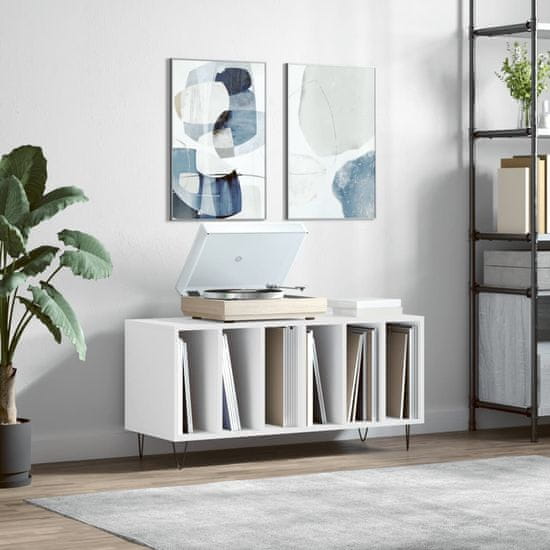 Vidaxl Omarica za gramofonske plošče bela 100x38x48 cm inženirski les