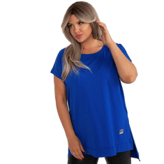 RELEVANCE Dolga bombažna bluza plus size ENDLA cobalt barve RV-BZ-8781-1.45_399668 Univerzalni