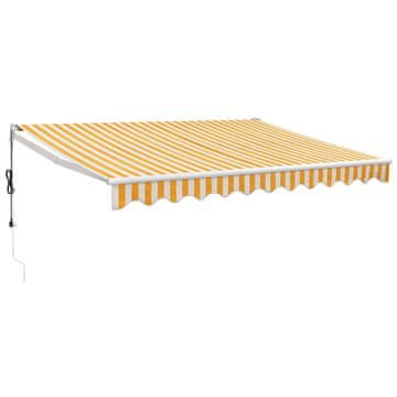 Vidaxl Avtomatsko zložljiva tenda rumena in bela 3,5x2,5 m