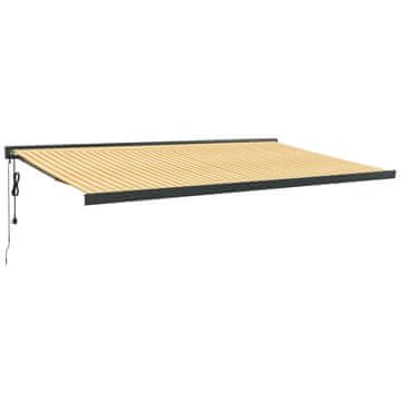 Vidaxl Zložljiva tenda rumena in bela 5x3 m blago in aluminij
