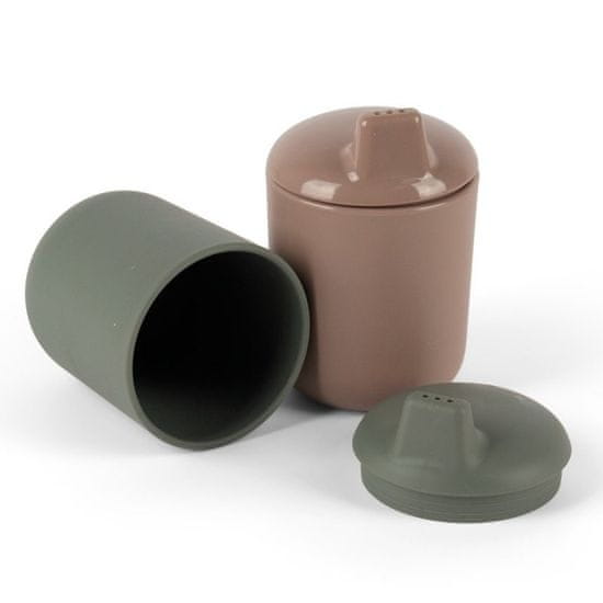 Dantoy tiny Bio skodelice s pokrovom Olive/Mocca 2ks 0m+