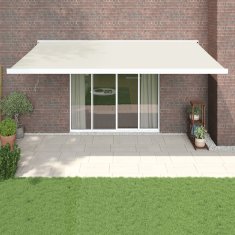 Vidaxl Zložljiva tenda krem 5x3 m blago in aluminij