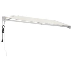 Vidaxl Zložljiva tenda krem 5x3 m blago in aluminij