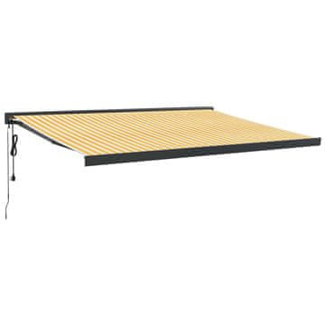 Vidaxl Zložljiva tenda rumena in bela 4,5x3 m blago in aluminij