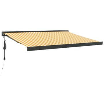 Vidaxl Zložljiva tenda rumena in bela 3x2,5 m blago in aluminij