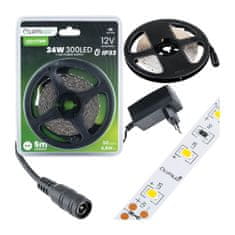 LUMILED Set LED trak 5m 12V 24W 300LED SMD hladno bela 8mm + NAPAJALNIK