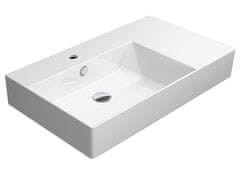 Gsi Elegantno Keramično Umyvadlo KUBE X 80cm z Desno Polico - Antibakterijsko ExtraGlaze, Bela