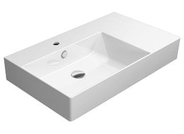 Gsi Elegantno Keramično Umyvadlo KUBE X 80cm z Desno Polico - Antibakterijsko ExtraGlaze, Bela