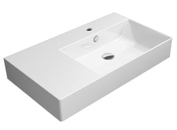 Gsi KUBE X Keramično umivalo 80x47cm z levo odlagalno površino, Bela ExtraGlaze