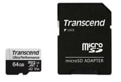 Transcend 64GB microSDXC 340S UHS-I U3 V30 A2 3D TLC (Class 10) pomnilniška kartica (z adapterjem), 160MB/s R, 80MB/s W