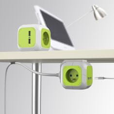 GreenBlue MagicCube štirikratna tokovna vtičnica GreenBlue, 2 vhoda USB, 1,4 m, GB118