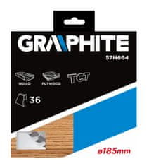 slomart List krožne žage GRAPHITE, vidia, 185 x 30 mm, 36 zob