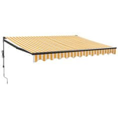 Vidaxl Zložljiva tenda rumena in bela 3,5x2,5 m blago in aluminij