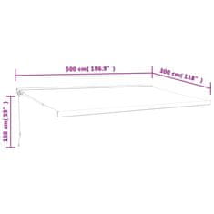 Vidaxl Ročna tenda 5 x 3 m Rumene in bele črte 100% poliester