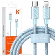 Mcdodo MCDODO POLNILEC USB-C LIGHTNING KABEL ZA IPHONE 12 13 14 PRO 1M MODRI