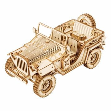 Robotime Vojaško odprto vozilo jeep, scale model 1:18, Lesena 3D sestavljanka, (MC701)