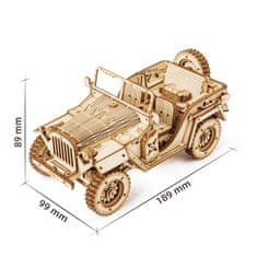 Robotime Vojaško odprto vozilo jeep, scale model 1:18, Lesena 3D sestavljanka, (MC701)