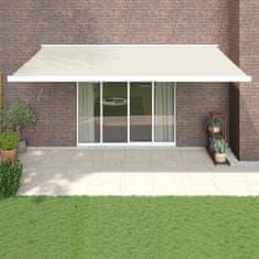 Vidaxl Zložljiva tenda krem 5x3 m blago in aluminij