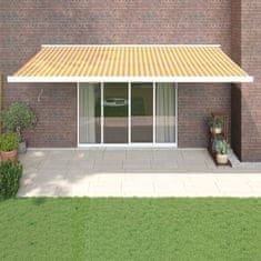 Vidaxl Ročna tenda 5 x 3 m Rumene in bele črte 100% poliester