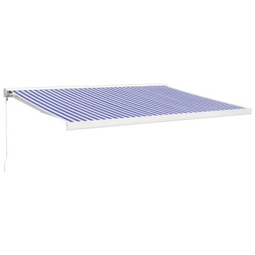 Vidaxl Ročna tenda 4 x 3 m Modra in bela črta 100% poliester