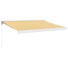 Vidaxl Ročna tenda 3 x 2,5 m Rumene in bele črte 100% poliester