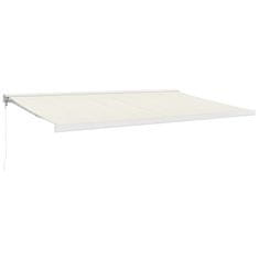 Vidaxl Zložljiva tenda krem 5x3 m blago in aluminij
