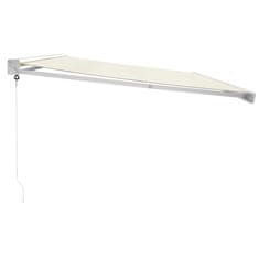Vidaxl Zložljiva tenda krem 5x3 m blago in aluminij