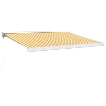 Vidaxl Zložljiva tenda rumena in bela 3,5x2,5 m blago in aluminij