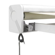 Vidaxl Zložljiva tenda krem 5x3 m blago in aluminij