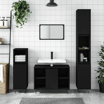 Vidaxl vidaXL Kopalniška omarica, črna, 80x33x60 cm, material na osnovi lesa