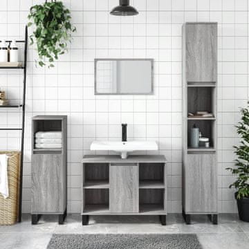 Vidaxl vidaXL Kopalniška omarica, siva, hrast sonoma, 80x33x60 cm