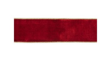 LAALU.cz Luksuzni rdeči žametni trak z zlato obrobo 6,4 cm x 4,5 m