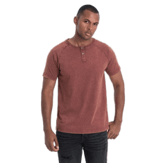 OMBRE Moška majica s kratkim rokavom s polnim vratom v bordo barvi V3 S1757 MDN123070 S