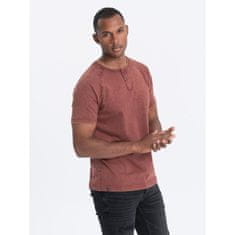 OMBRE Moška majica s kratkim rokavom s polnim vratom v bordo barvi V3 S1757 MDN123070 S