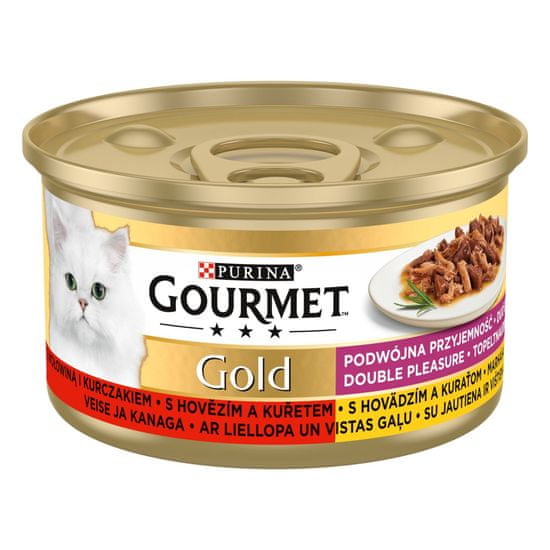 Gourmet Gold dušeni in pečeni kosi na žaru z govedino in piščancem, 24x85 g