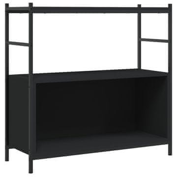 Vidaxl Knjižna polica črna 80x30x78,5 cm inženirski les in železo