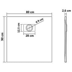 Vidaxl Kad za tuš SMC siva 90x80 cm