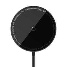 BASEUS Majhen indukcijski polnilnik za telefon MagSafe Simple Mini3 15W črn