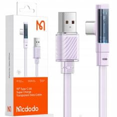 Mcdodo Kabel USB-C, kotni, zmogljiv, superhiter, Mcdodo, 100 W, 1,8 m, vijoličen CA-3424