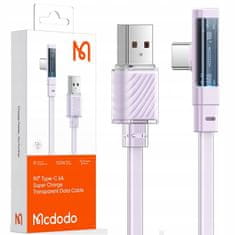 Mcdodo MCDODO KOTNI USB-C KABEL ZA HITRO POLNJENJE USB TIPA C 6A 100W VIJOLIČNA 1M