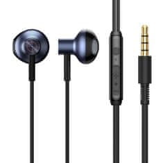 slomart baseus encok h19 žične slušalke v ušesa s 3,5 mm mini jackom, daljinskim upravljalnikom in mikrofonom, modre (ngh19-01)