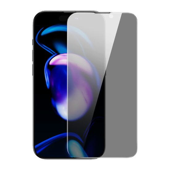 BASEUS Kaljeno steklo za iPhone 14 Pro celoten zaslon 0,4 mm Anti Spy filter KIT