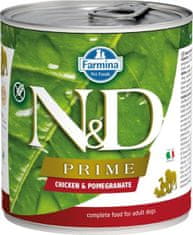 N&D PRIME Dog cons. Piščanec in granatno jabolko 285 g