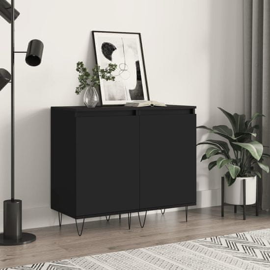 Vidaxl Komoda 2 kosa črna 40x35x70 cm inženirski les