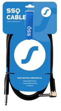 slomart SSQ JMPJMK4 SS-1469 Monofonični kabel Jack 6,3 mm 4 m (90° kot) - Črn, z zaščito kabla, bakreni kabel